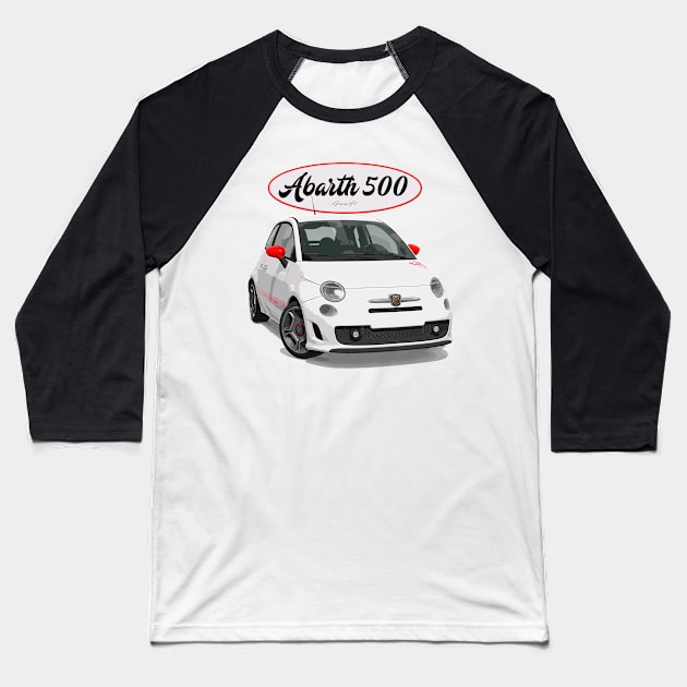 ABARTH 500 White Scorpion Baseball T-Shirt by PjesusArt